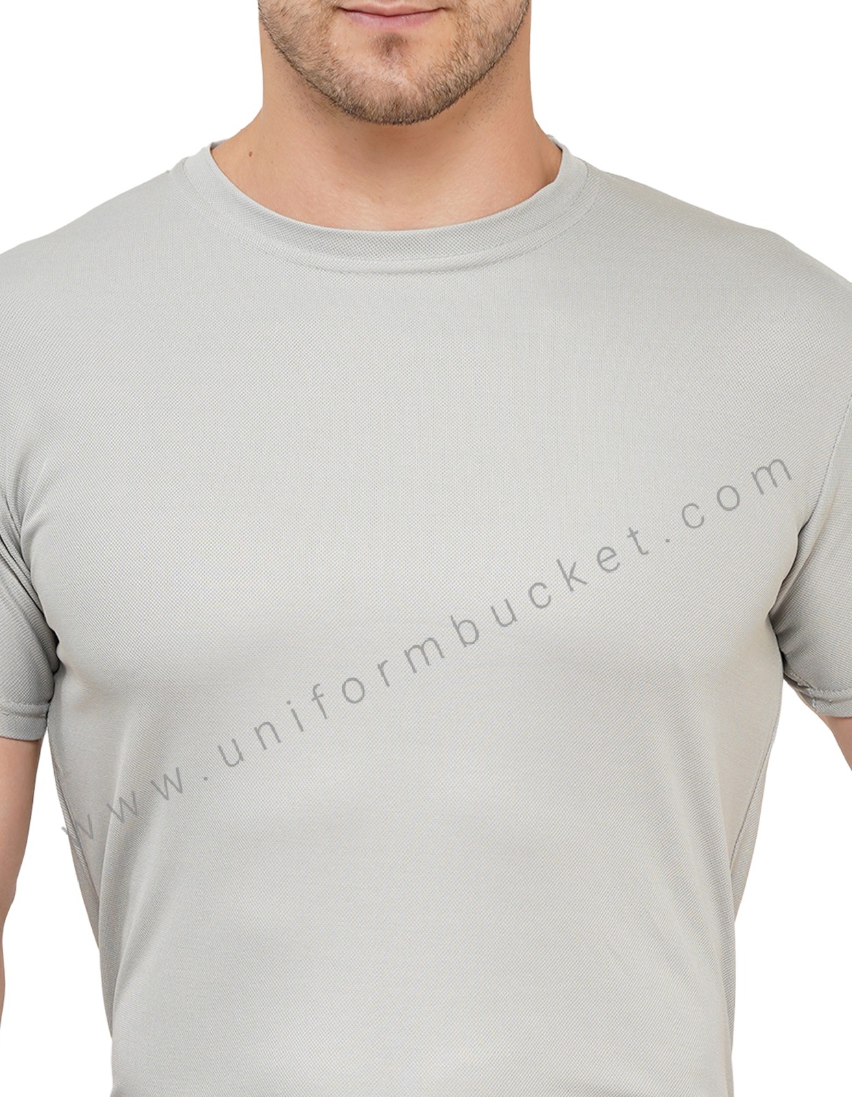 LIGHT GREY ROUND NECK POLO T-SHIRT thumbnail 6